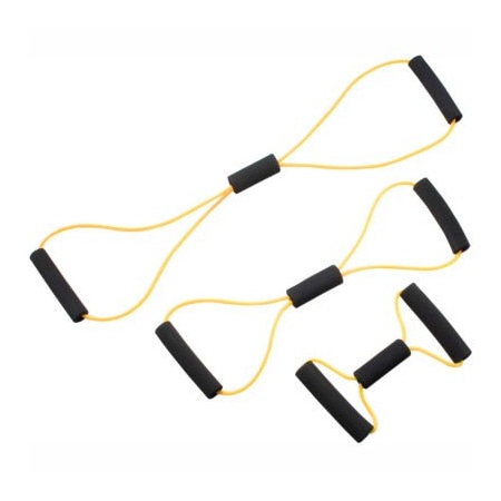 Fabrication Enterprises CanDo BowTie Tubing Exerciser, Full Body Set -14", 22", 30"), Yellow, 3/Set 1436043